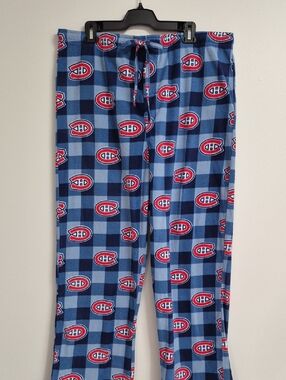 NHL Montreal Canadiens Navy and Light Blue Team Print Fleece Pants Pajama